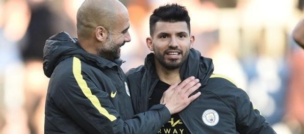 Pep Guardiola y Sergio "Kun" Aguero Pep Guardiola y Sergio "Kun" Aguero