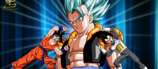 Fusão entre Goku e Vegeta, que resulta no poderoso Gogeta Fusão entre Goku e Vegeta, que resulta no poderoso Gogeta