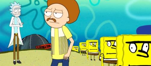 Screenshot from Rick and Morty Spongebob mashup video thumbnail