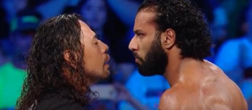 Shinsuke Nakamura and Jinder Mahal faced off in the opening segment of 'SmackDown Live.' [Image by WWE/YouTube]