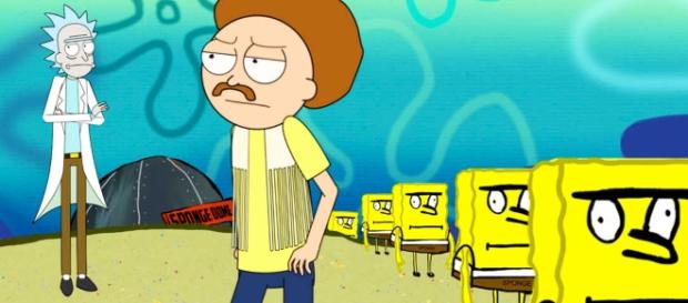 Screenshot from Rick and Morty Spongebob mashup video thumbnail Screenshot from Rick and Morty Spongebob mashup video thumbnail