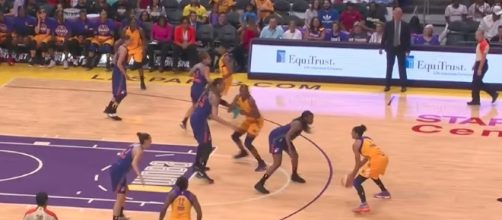The Los Angeles Sparks host the New York Liberty in Friday night WNBA action. [Image via WNBA/YouTube]