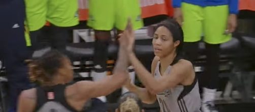 Center Isabelle Harrison helped lead the San Antonio Stars to their fifth win on Friday night. [Image via WNBA/YouTube]