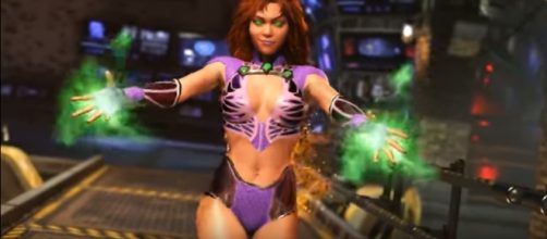 Starfire gameplay footage teases the possible addition of demon Trigon as DLC character. Injustice/YouTube