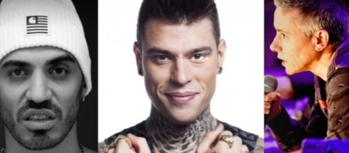 Da sinistra a destra: Marracash, Fedez e Paola Zukar.