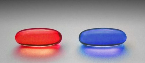 Red and blue pill free image via Wikimedia Commons