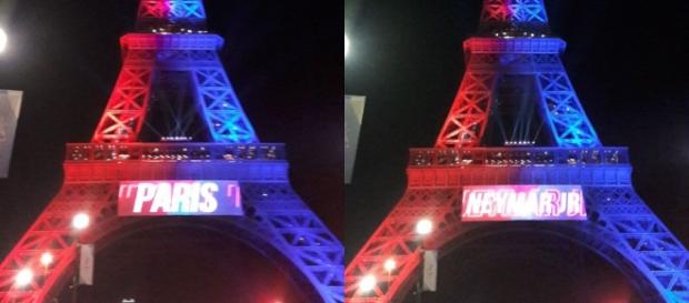 La Tour Eiffel aux couleurs du PSG pour l'arrivée de Neymar La Tour Eiffel aux couleurs du PSG pour l'arrivée de Neymar