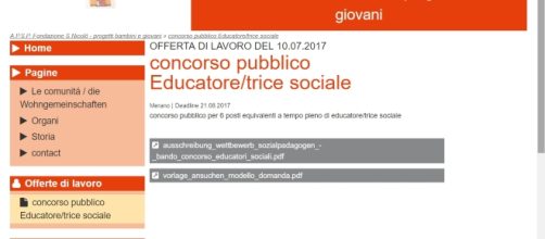 Concorso educatore sociale 6 posti, Merano