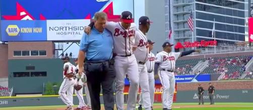 Johan Camargo injured before first pitch - Youtube/FOX Sports South Channel