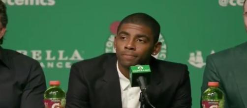 Kyrie Irving took some shots at LeBron James during his Celtics press conference. Image Credit: Streamable.com Screenshot
