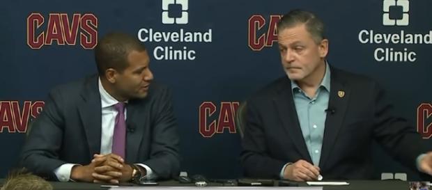 Dan Gilbert and Koby Altman during a press conference (c) https://www.youtube.com/channel/UCBFQHE6Ws0xGM3LP1smao3A Dan Gilbert and Koby Altman during a press conference (c) https://www.youtube.com/channel/UCBFQHE6Ws0xGM3LP1smao3A