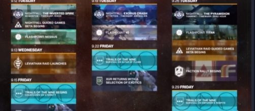 'Destiny 2's' itinerary for September - YouTube/MoreConsole
