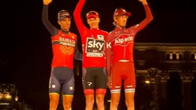 Il podio della Vuelta Espana: Froome davanti a Nibali e Zakarin