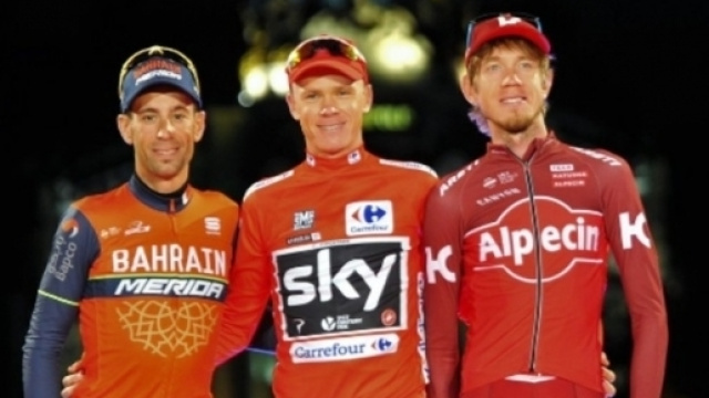 Nibali sul podio finale con Froome e Zakarin