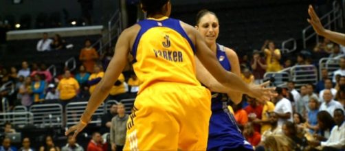 Candace Parker and the Sparks host Diana Taurasi and the Mercury in Game 1 of their WNBA playoffs semifinals series. [Image via WNBA/YouTube]