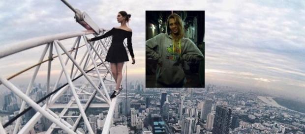 Angela Nikolau lebt in Moskau und reist für gefährliche Bilder um die Welt - hier in 380 Meter höhe in Bangkok / Fotos: @beerkus; Angela Nikolau Angela Nikolau lebt in Moskau und reist für gefährliche Bilder um die Welt - hier in 380 Meter höhe in Bangkok / Fotos: @beerkus; Angela Nikolau
