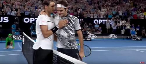 Nadal and Federer at the end of the 2017 Australian Open final. - Image Credit: Raz Ols / YouTube