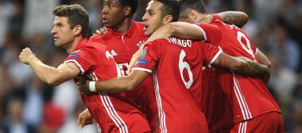 Bayern Munich players celebrate a goal wikimedia.org Bayern Munich players celebrate a goal wikimedia.org