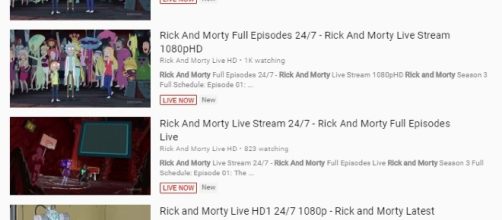 "Rick and Morty" live stream on YouTube is still available. Photo via Screenshot/YouTube.com