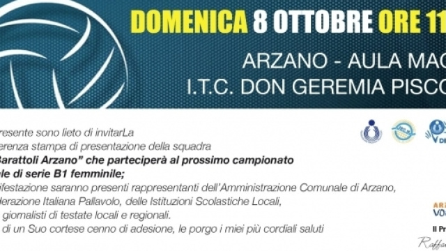 L'invito alla presentazione della Luvo Barattoli Arzano Volley