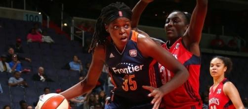 The Connecticut Sun's Jonquel Jones is the 2017 WNBA Most Improved Player. [Image via WNBA/YouTube]