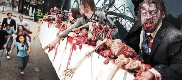 Una valla publicitaria con zombies 'vivos' para promocionar The Walking Dead Una valla publicitaria con zombies 'vivos' para promocionar The Walking Dead