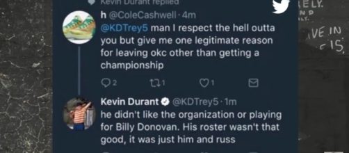 Durant's tweets have raised some eyebrowshttps://youtu.be/JVswTfSdDdw The Herd with Colin Cowherd