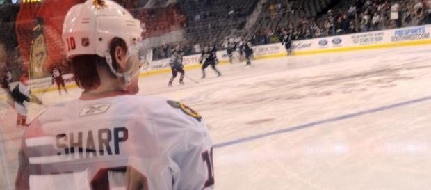Patrick Sharp during warm ups - Wikimedia Commons Patrick Sharp during warm ups - Wikimedia Commons