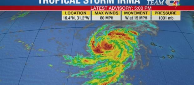TS Irma strengthening over Atlantic, expected to become hurricane ... - wfla Youtube screen grab TS Irma strengthening over Atlantic, expected to become hurricane ... - wfla Youtube screen grab