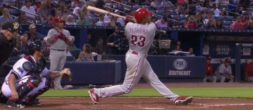 Aaron Altherr hit a grand slam home run to power the Phillies to Monday's 4-3 win over the Dodgers. [Image via MLB/YouTube]