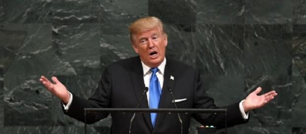 O presidente norte-americano Donald Trump discursa durante a 72ª Assembleia Geral da ONU O presidente norte-americano Donald Trump discursa durante a 72ª Assembleia Geral da ONU