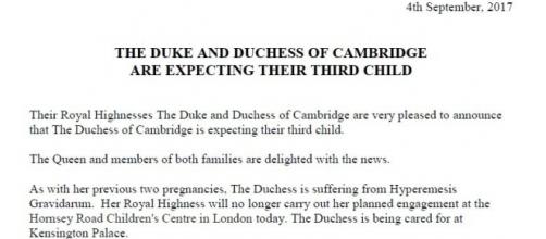 The Kensington Palace confirmed the news today