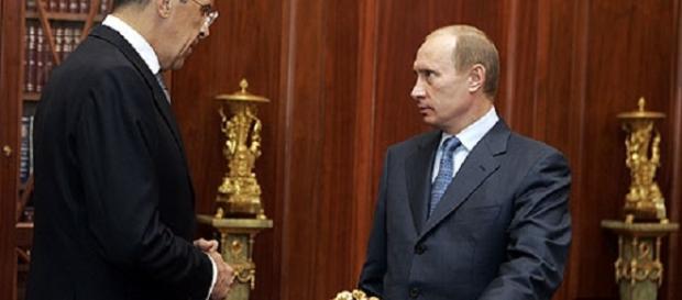 Sergey Lavrov with Vladimir Putin. https://upload.wikimedia.org/wikipedia/commons/1/1f/Vladimir_Putin_with_Sergey_Lavrov-1.jpg Sergey Lavrov with Vladimir Putin. https://upload.wikimedia.org/wikipedia/commons/1/1f/Vladimir_Putin_with_Sergey_Lavrov-1.jpg