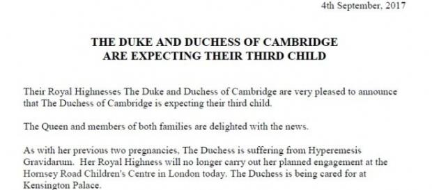 The Kensington Palace confirmed the news today The Kensington Palace confirmed the news today