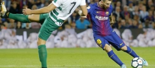 Messi en una acción del partido contra el Eibar