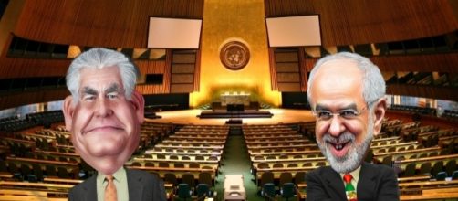 Rex Tillerson (U.S.) Mohammad Javad Zarif (Iran), UN General Assembly. / [Image by Donkey Hotey/Patrick Gruban via Flickr, CC BY(SA) 2.0]