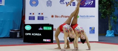 Women gymnasts of North Korea in 2014 Acrobatic Gymnastics World Championships (Credit – Pierre-Yves Beaudouin - Wikimedia Commons)