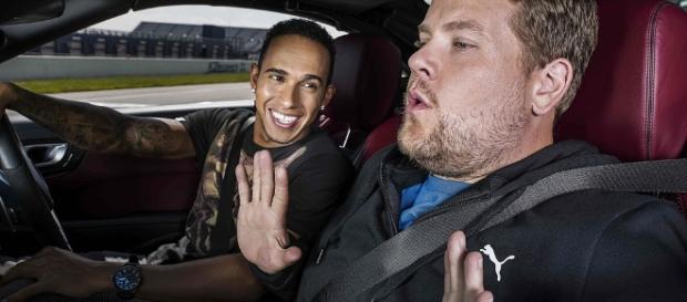 James Corden with Lewis Hamilton. Photo: Tom Oldham/Creative Commons James Corden with Lewis Hamilton. Photo: Tom Oldham/Creative Commons