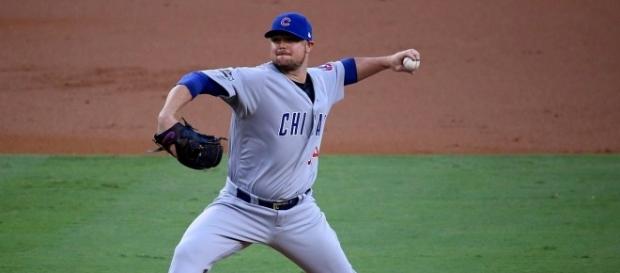 Jon Lester pitching in the NLCS - Wikimedia Commons Jon Lester pitching in the NLCS - Wikimedia Commons