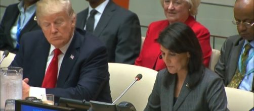 President Trump with Nikki Haley at United Nations. / [Screenshot from U.S. Department of State via YouTube:https://youtu.be/sdZrB6yiNVM]