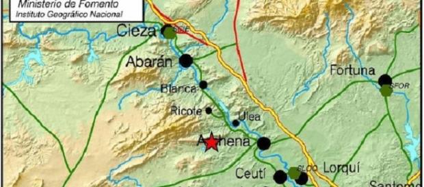 Donde se ubica la estrella roja es el epicentro del temblor (Instituto Geográfico Nacional) Donde se ubica la estrella roja es el epicentro del temblor (Instituto Geográfico Nacional)