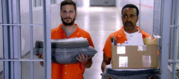 Jake Peralta awkwardly adapts a new life as a prisoner for "Brooklyn Nine-Nine" Season 5. (Source: Youtube/Fox) Jake Peralta awkwardly adapts a new life as a prisoner for "Brooklyn Nine-Nine" Season 5. (Source: Youtube/Fox)