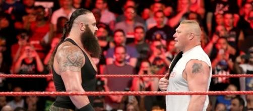 Braun Strowman and Brock Lesnar go on-on-one at Sunday's 'No Mercy' PPV. [Image via WWE/YouTube]