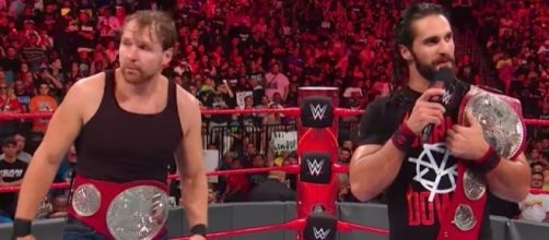 Dean Ambrose and Seth Rollins defend the 'Raw' tag team titles at Sunday's 'No Mercy 2017' PPV. [Image via WWE/YouTube]