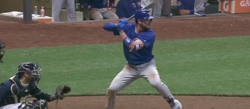 Kris Bryant and the Cubs picked up an extra-innings victory over the Brewers on Friday night. [Image via MLB/YouTube]