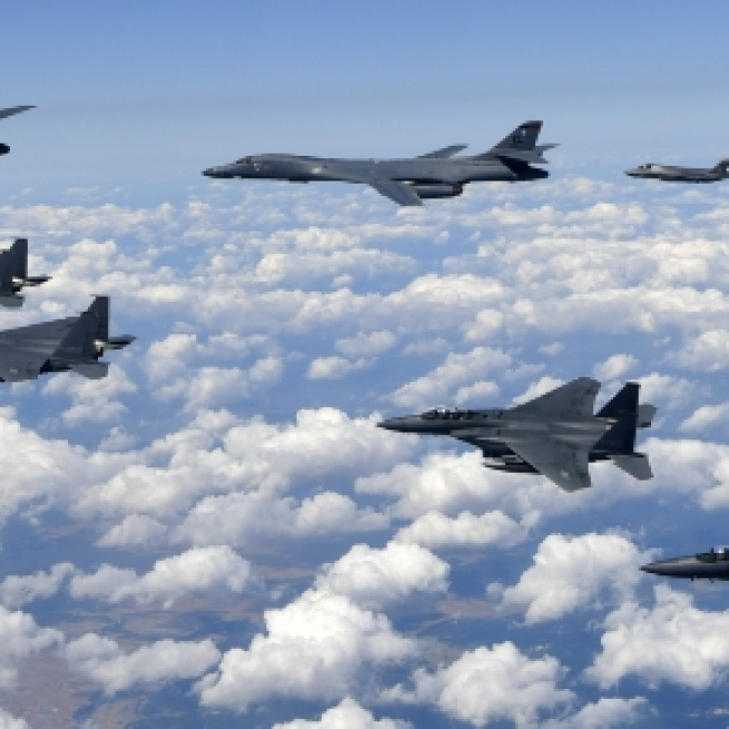In a show of might, US bombers have flown near North Korea to signal their readiness. Source; andersen.af.mil