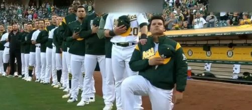 Bruce Maxwell continued the confllict between Trump and the US sports stars. [Image Credit: 2017 FlashTrendinG/YouTube]