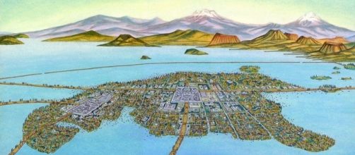 Ilustración de Tenochtitlán en su esplendor máximo.