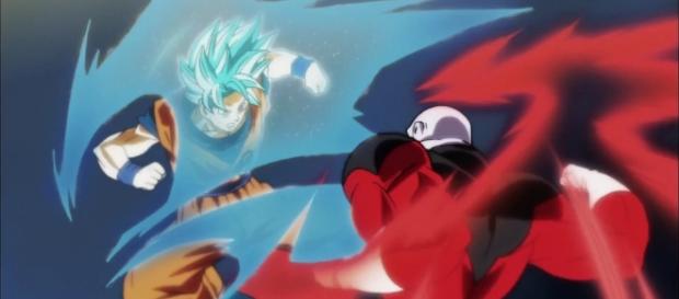 Dragon Ball Super: Jiren luchando con Goku Super Saiyajin Blue Dragon Ball Super: Jiren luchando con Goku Super Saiyajin Blue