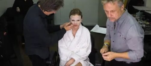 Applying prosthetics on Taylor Swift, Image Credit: Taylor Swift / YouTube